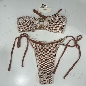 Brown Mesh Bikini Set